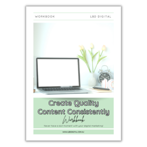 The cover of the Create Quality Content Consistently Workbook which is green
