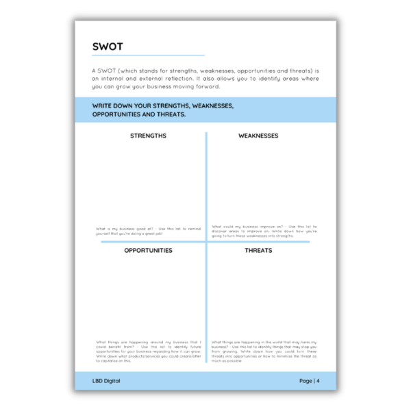 An example page of the Writing A Marketing Plan Workbook