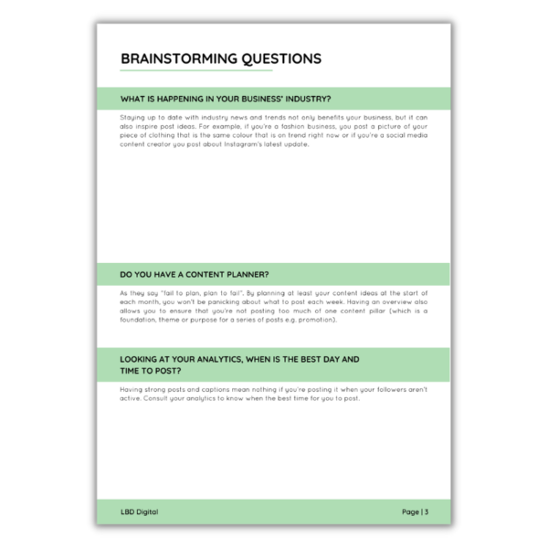 An example page of the Create Quality Content Consistently Workbook
